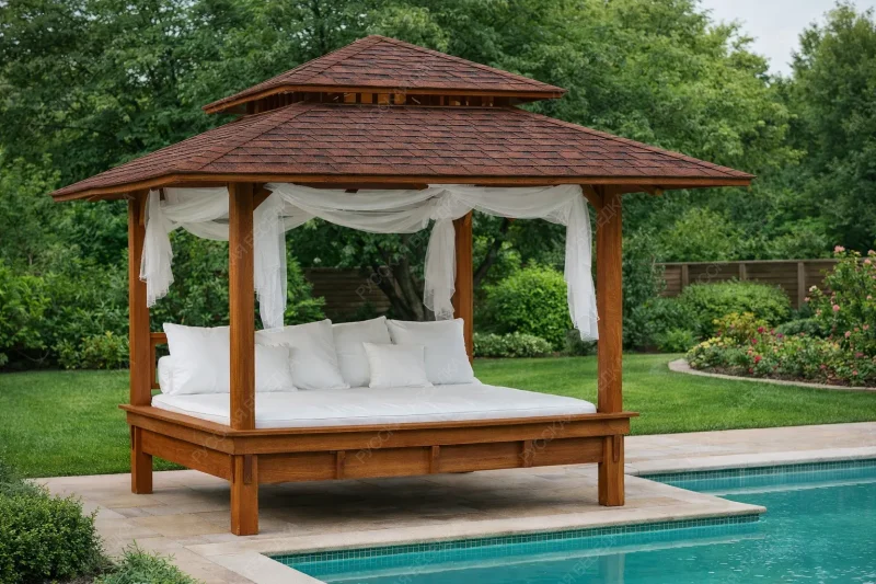 Беседка-бунгало с кроватью Туман