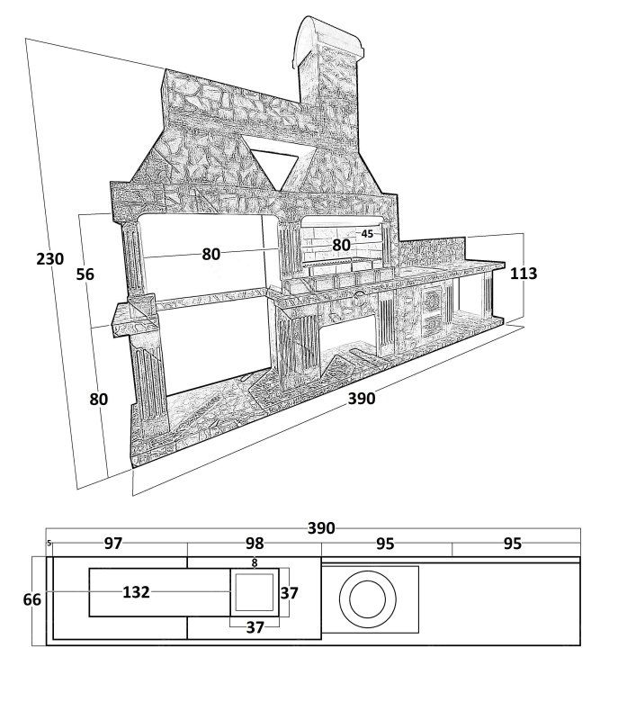 Печь № 25 — Новая Печь барбекю с печью под казан
