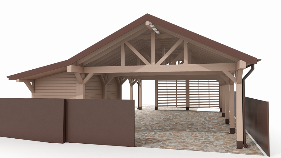 Навес для автомобилей с хозблоком САНРЕМО