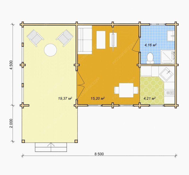 Дачный дом из мини бруса ДЛ-30