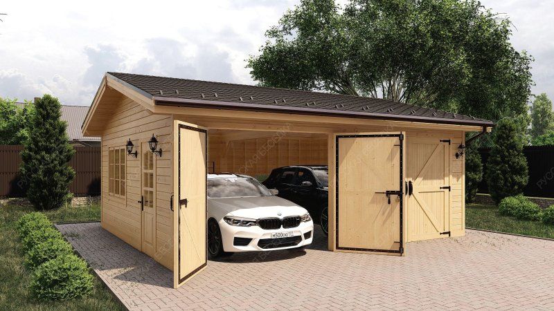 Двухскатный гараж въезд сбоку Дядьково