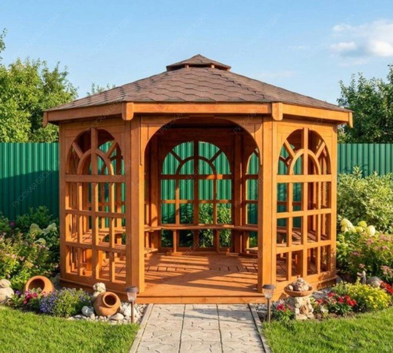 Восьмигранная беседка Витражная