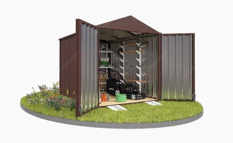 Хозблок Секционный с двухскатной крышей, торцевой дверью и полом из OSB