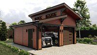 Гараж  с ломаной кровлей на 2 автомобиля Дятлино