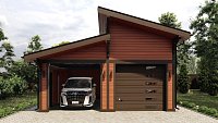 Гараж  с ломаной кровлей на 2 автомобиля Дятлино