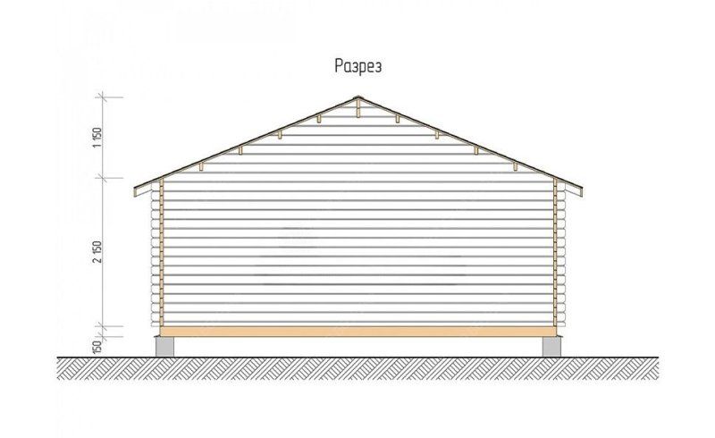 Садовый дом серия ДСК 6×6 с навесом 1,5м. и крыльцом 1,3м.